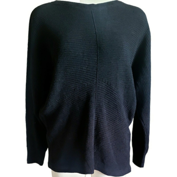 J. Jill Sweaters - J. Jill Black Wearever Draped Sweater V-Neck Knit Boxy Boho Lagenlook  M Petite